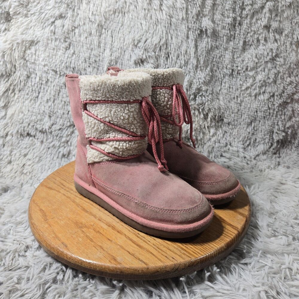 Koolaburra by UGG Fur Lined Suede Boots Pink Youth 4 Michon Cutesy Short